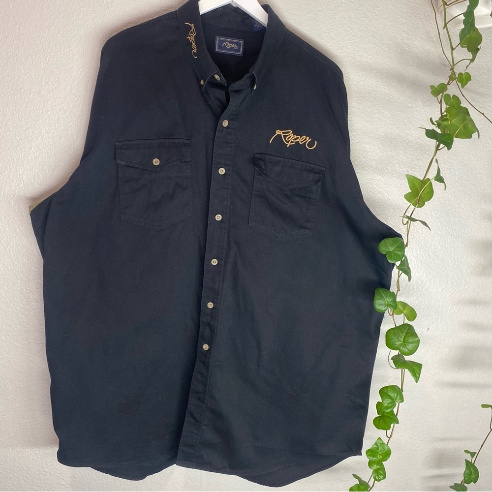 Roper Vintage Western Shirt, Black and Tan,‎ Size 2XL Black and Tan Men's Shirt - Picture 4 of 15